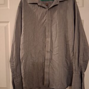 Mens Micheal Kors Long Sleeve Gray Button-Up Shirt Size XL